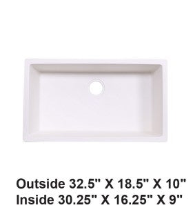 LS-GC78B Undermount Single Bowl Granite Composite Sink White