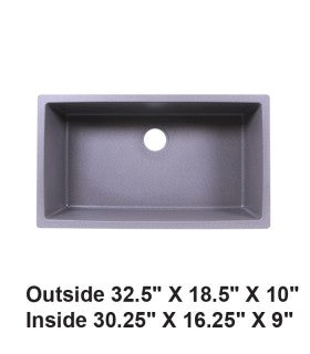 LS-GC78C Undermount Single Bowl Granite Composite Sink Gray