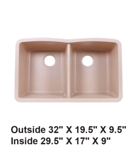 LS-GC88D Undermount Double Bowl 50/50 Granite Composite Sink Bisque