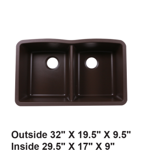 LS-GC88B Undermount Double Bowl 50/50 Granite Composite Sink Coffee